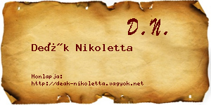 Deák Nikoletta névjegykártya