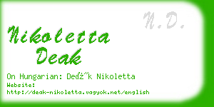 nikoletta deak business card